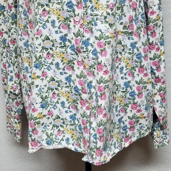 𝅺VINTAGE 90s Falls Creek Button Up Floral Denim Top - Picture 9 of 15